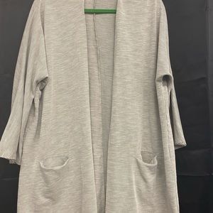 DONNI Cotton Oatmeal Grey and White Easy Cardigan/Duster OSFM
